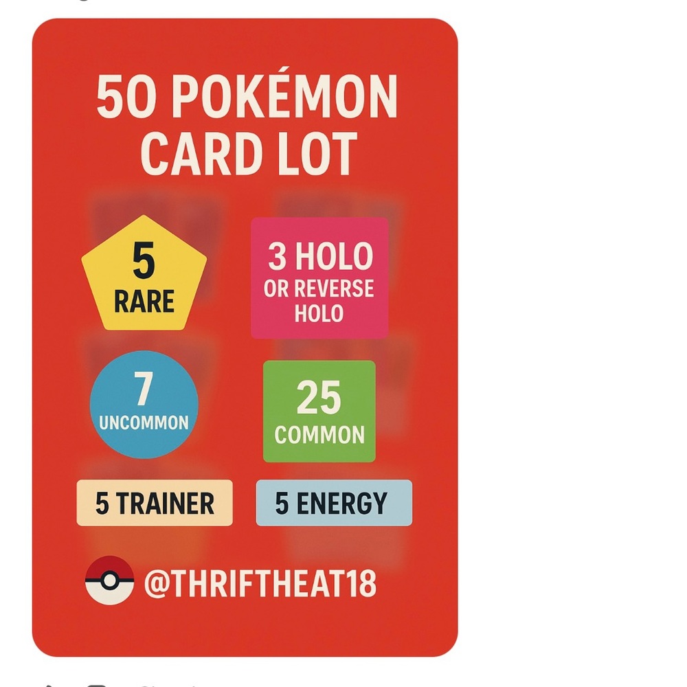 50 Pokémon Card Lot - Rare, Holo, Trainer, Energy, Uncommon +Common Cards Mixed